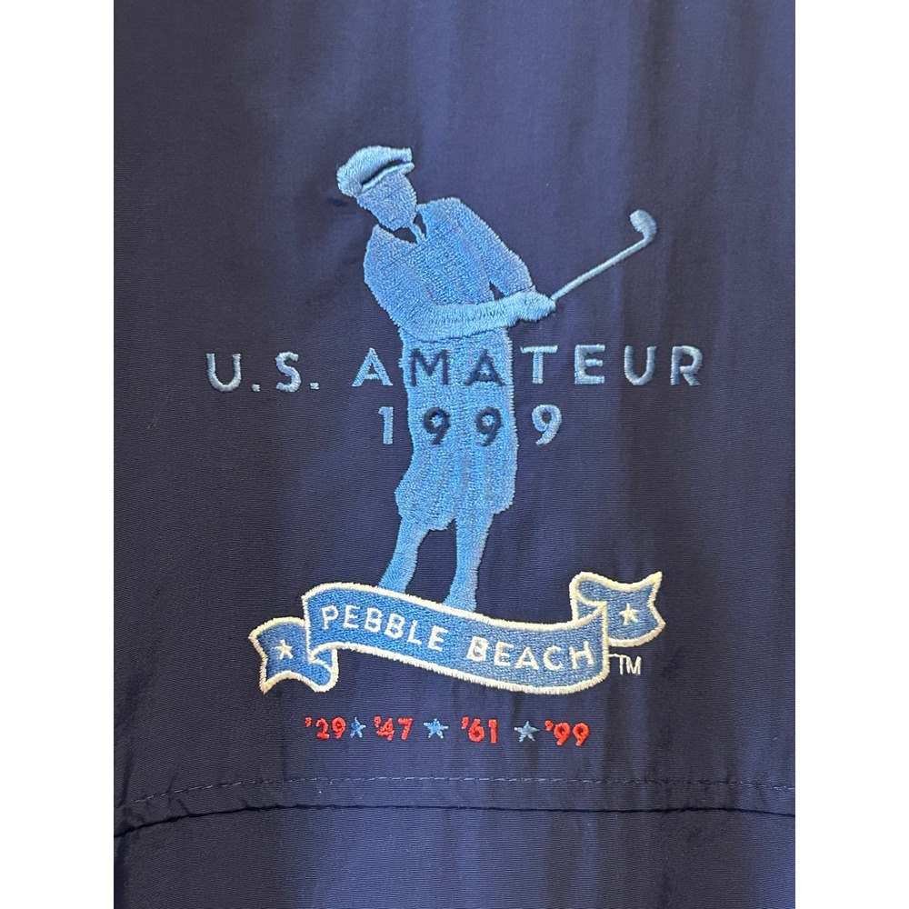 Vintage Mens Windbreaker Jacket 2X Navy Blue 1999 US Amateur Pebble Beach Golf